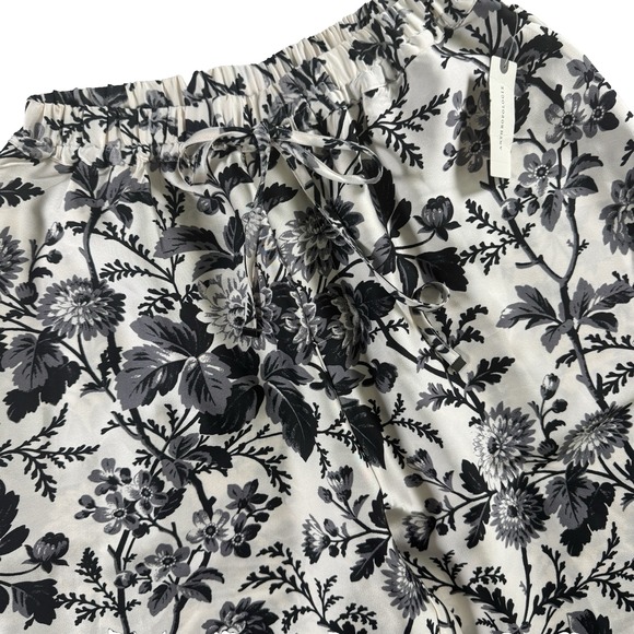 Maeve Anthropologie Silky Parachute Pants Women's XS Black‎ White Floral NEW